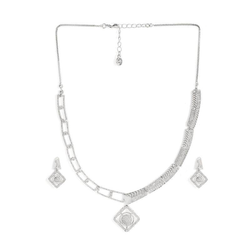 Glam Cz Necklace Set|Square Halo Shape|Celebration Wear : AD-895-IRWENKER