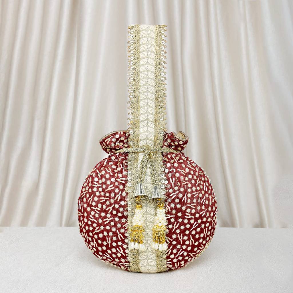 Potli Bags For Women Evening Bag Clutch Ethnic Bride Purse With Drawstring(P93Br) : P93M