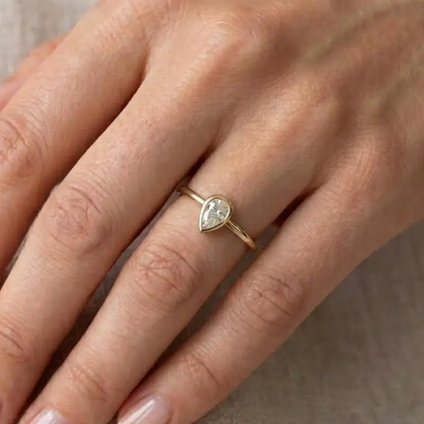 The Pear Bezel Solitaire Ring : LR12-G-10