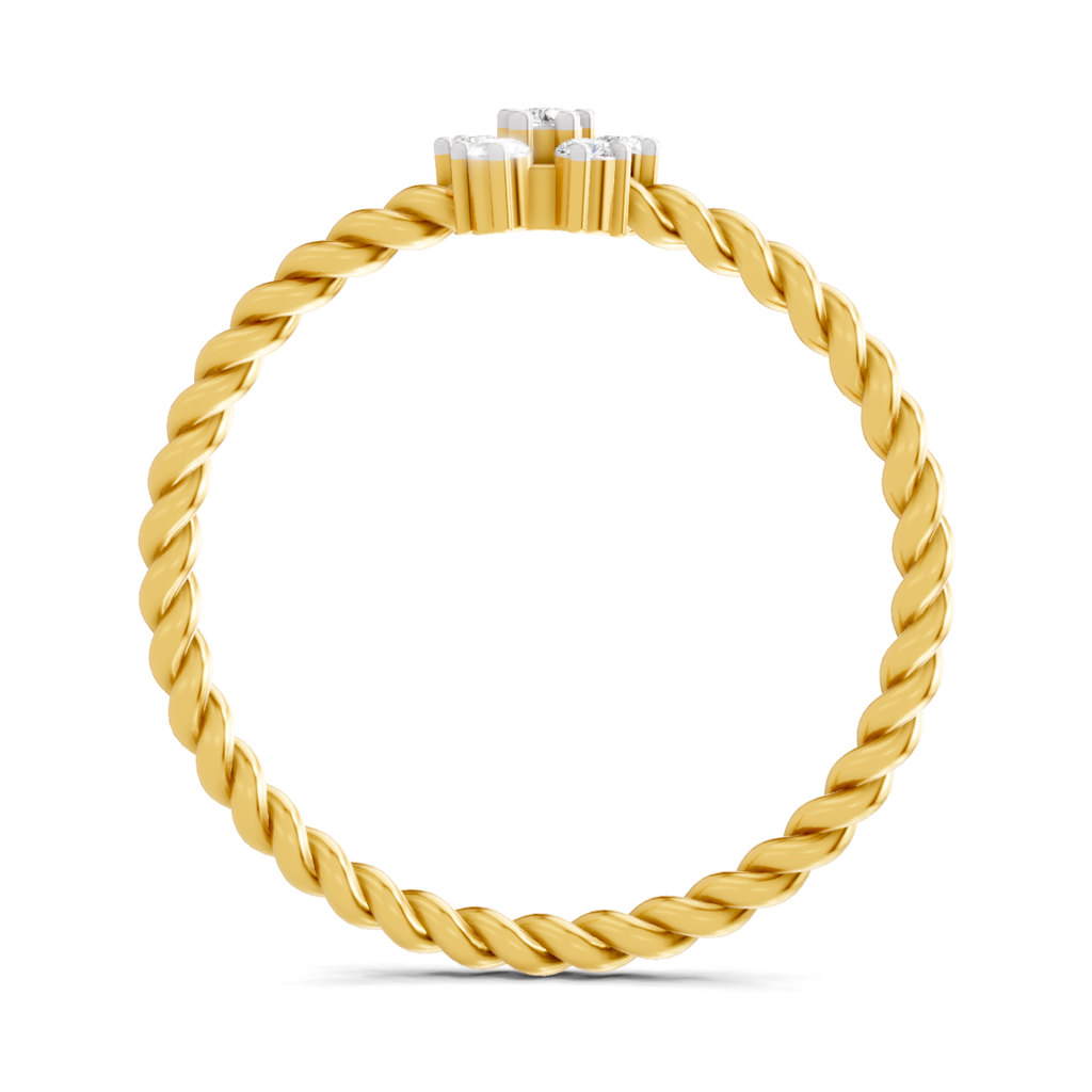 Lab Grown Diamond 0.09Ct 925 Sterling Silver Gold Plated Rope Band Cluster Ring : SQR14662-RG-925S-009CT_5