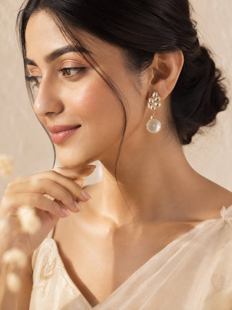 Crystal Drop Statement Earrings : AN-LJ-SI-0057-DE