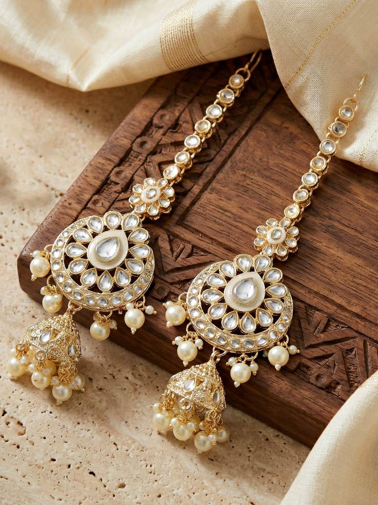 Bridal Kundan Jewellery Set With Hathphool & Nath : 2541-IZK-554-W