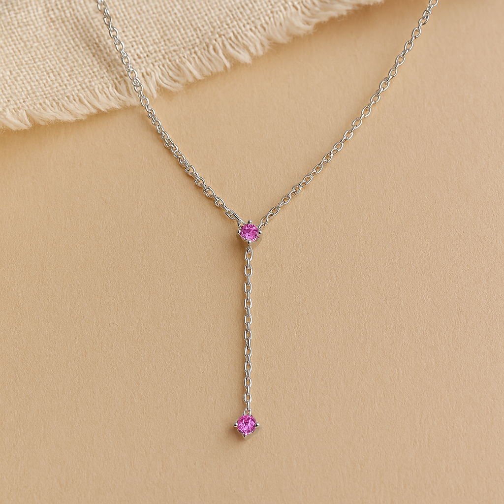 Ruby Drop Lariat Necklace : PEN_RUBYDR_S_3005
