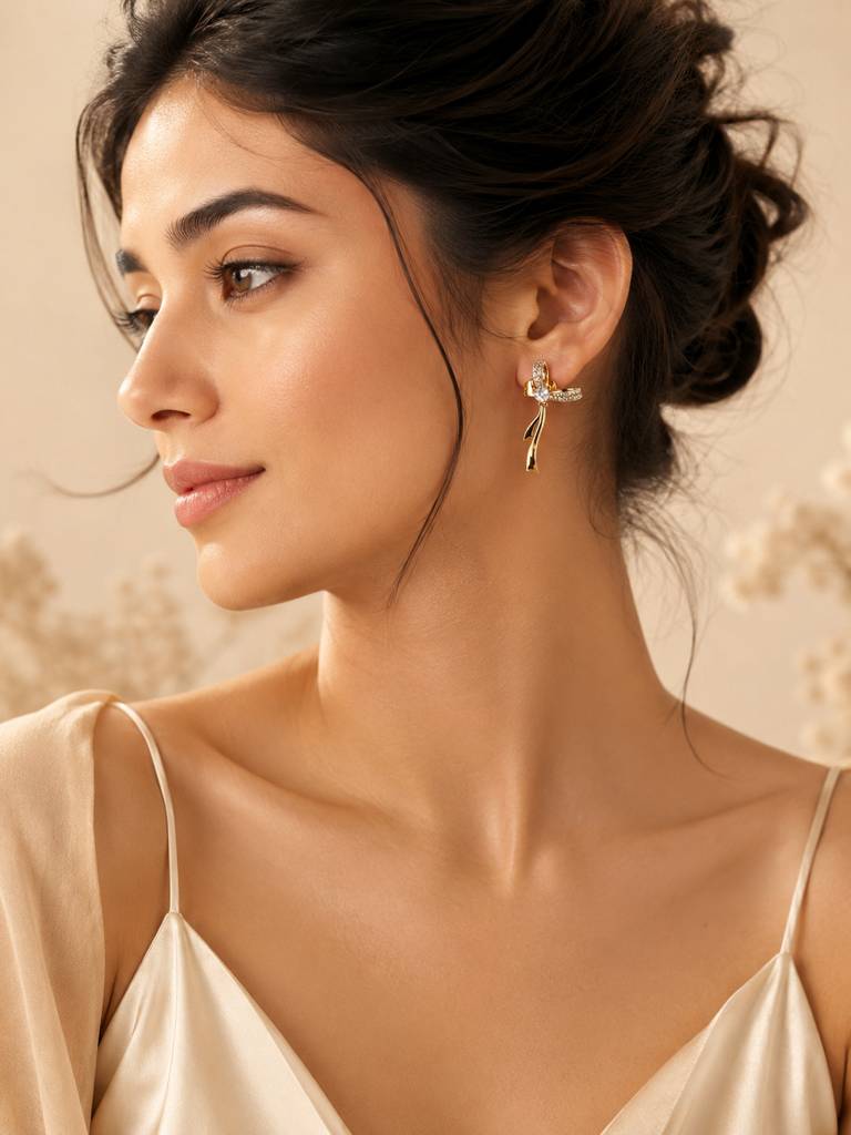 Celeste Ribbon Earrings – Gold-Plated : AN-LJ-GO-0046-DE