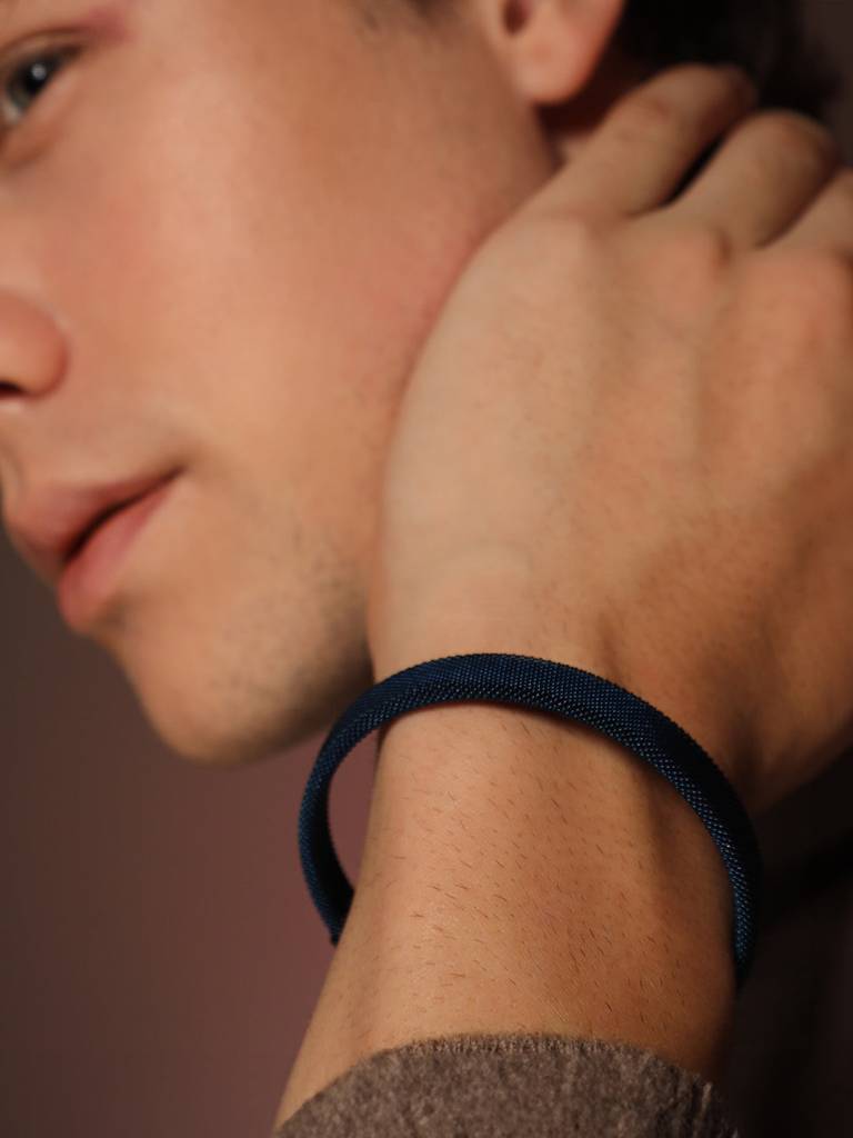 Men'S The Mesh Cuff Bracelet - Lapis Blue : FABR1113