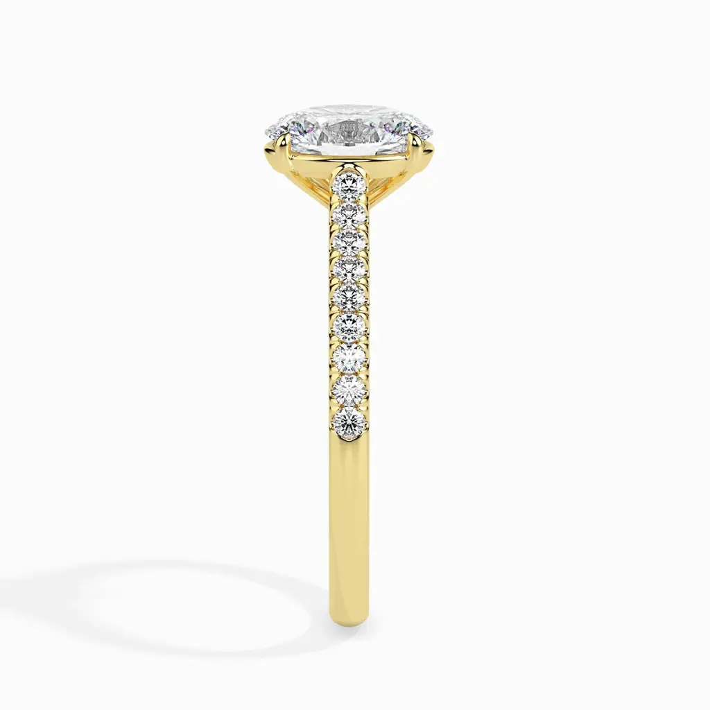 1.5 Carat Oval Solitaire Ring In Diamond Band : 09kWhiteZNR109F10