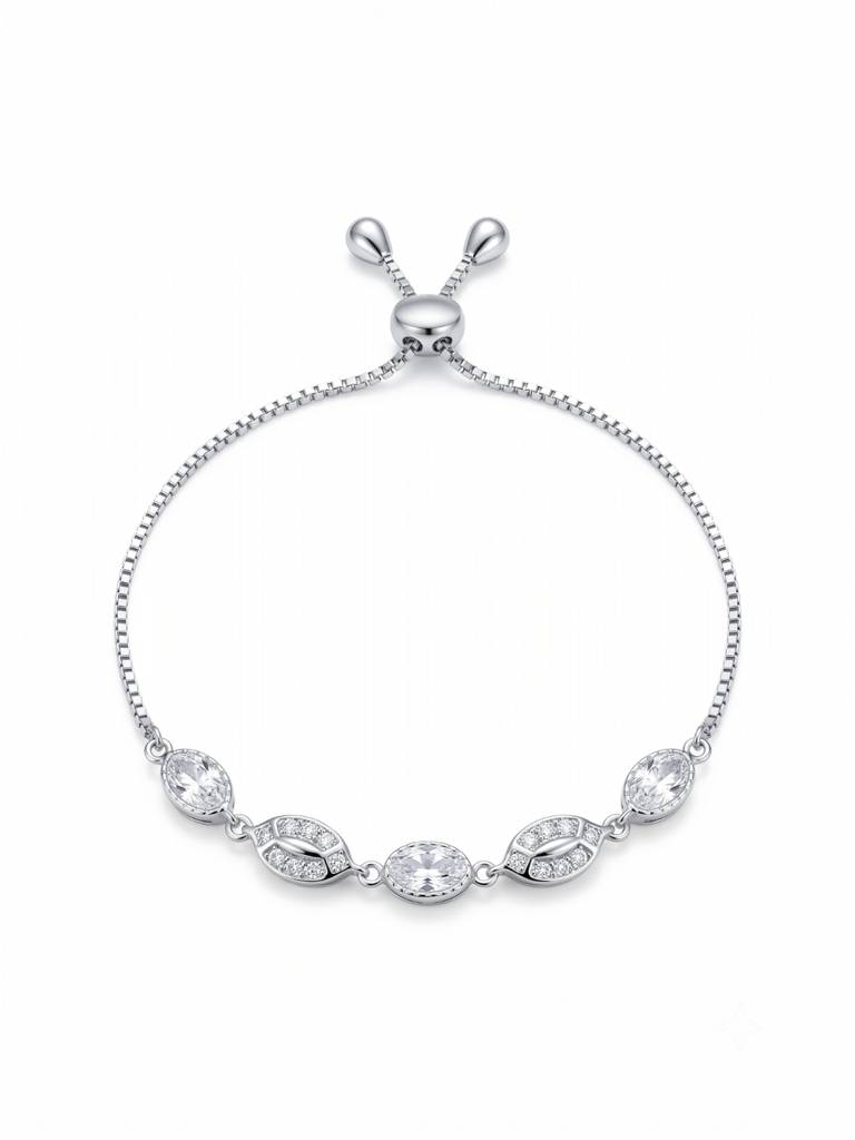 925 Silver Floral Heart Charm Bracelet For Women : BR-58