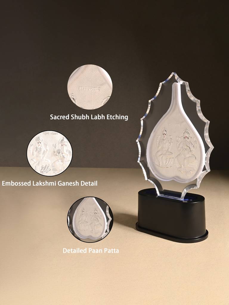 999 Silver Laxmi Ganesh Idol Stand : AMGFT186
