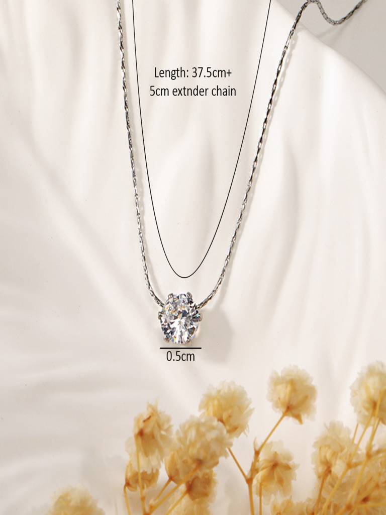 Zircon Thin Neck Chain Anti-Tarnish Necklace : ALH0626PN401S