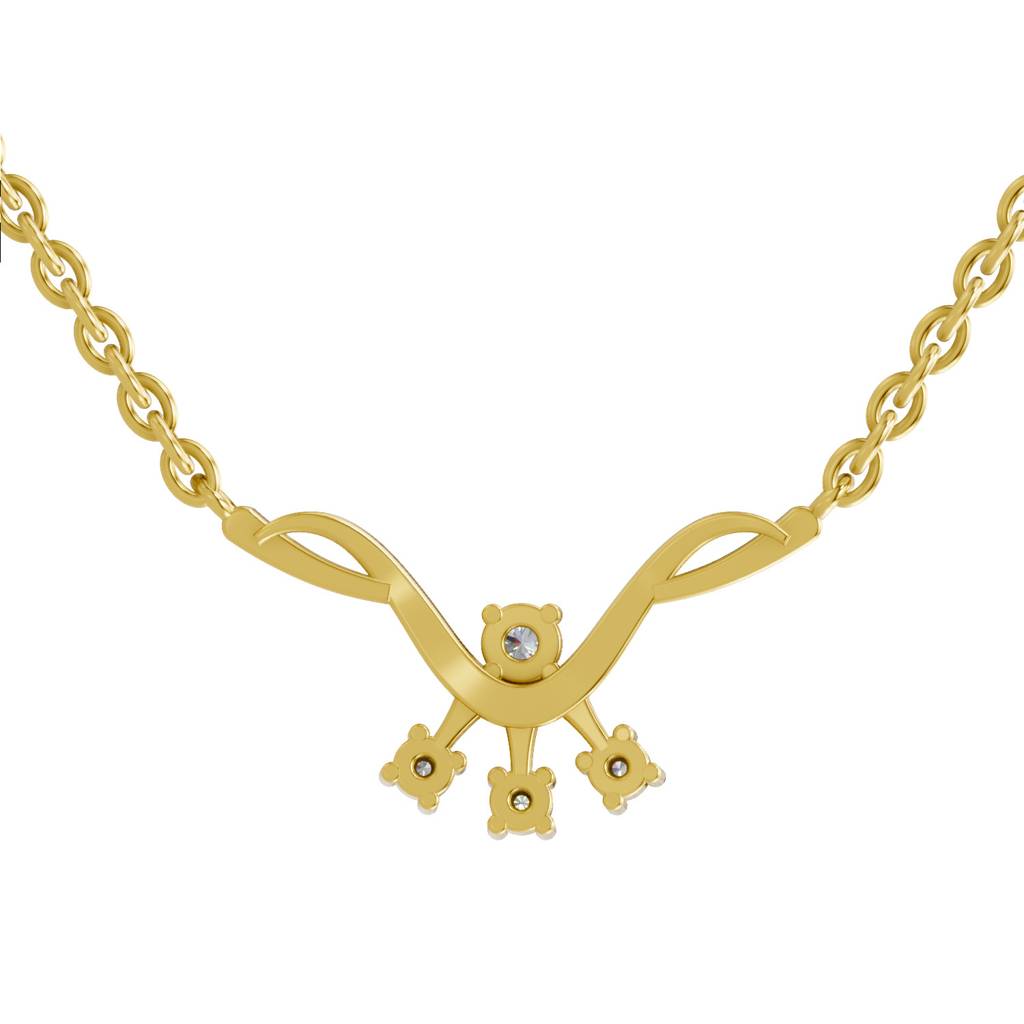 Lab Grown Diamond 0.17Ct Round 925 Sterling Silver Gold Plated 4 Stone Necklace : SQN19724-NK-925S-013CT