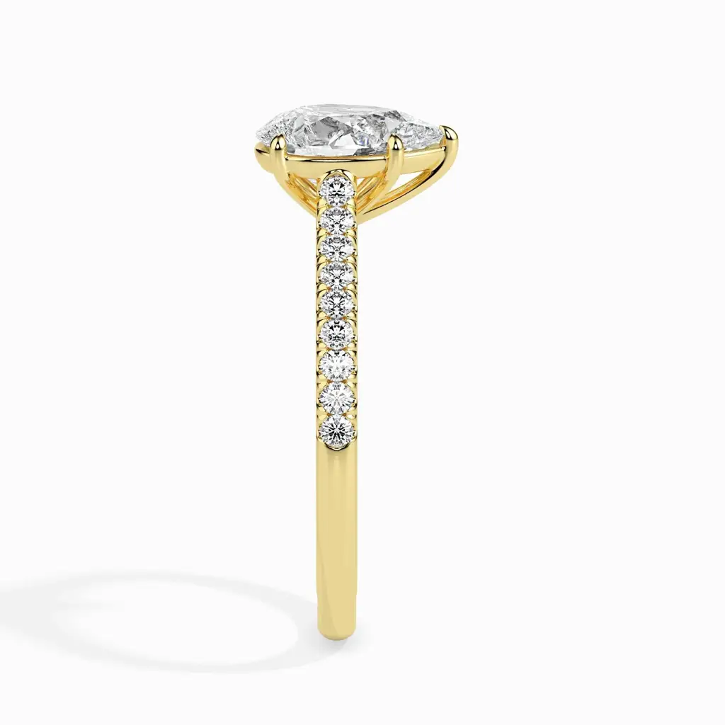 1 Carat Pear Solitaire Ring In Diamond Band : 09kRoseZNR124F10