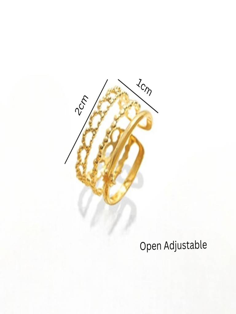 Hollow Cutout Layered Ring For Women Anti-Tarnish Waterproof 18K Gold Plated : ALL1125R369