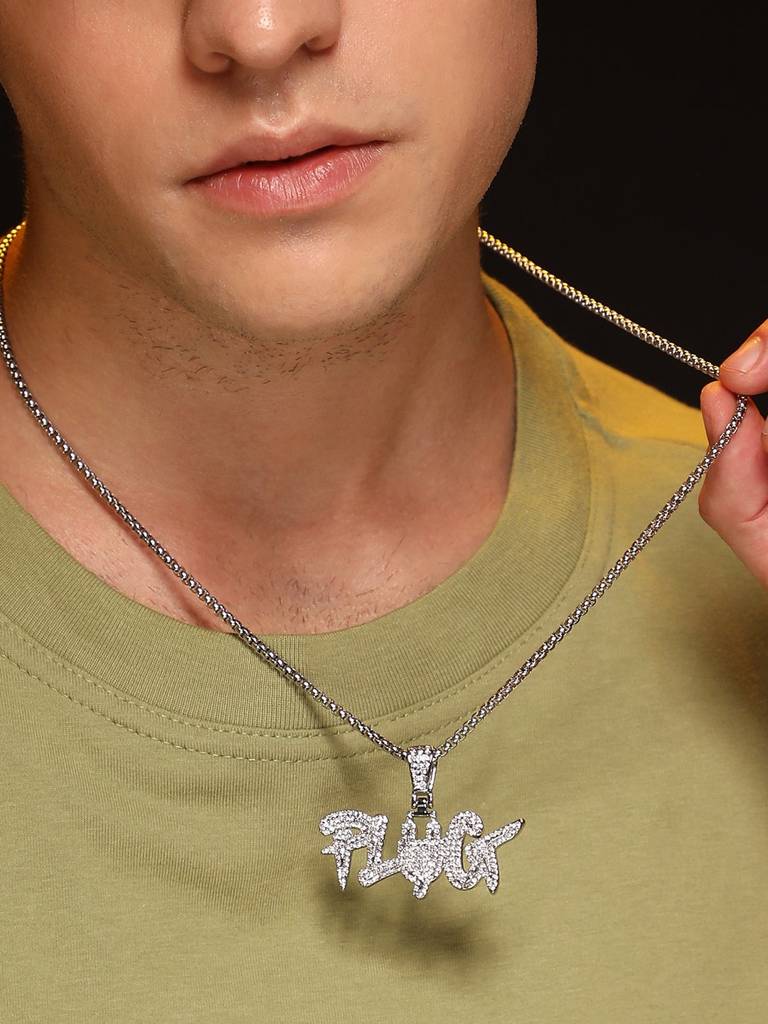 Men'S The Plug Pendant Necklace - Metallic Silver : FAPD1103