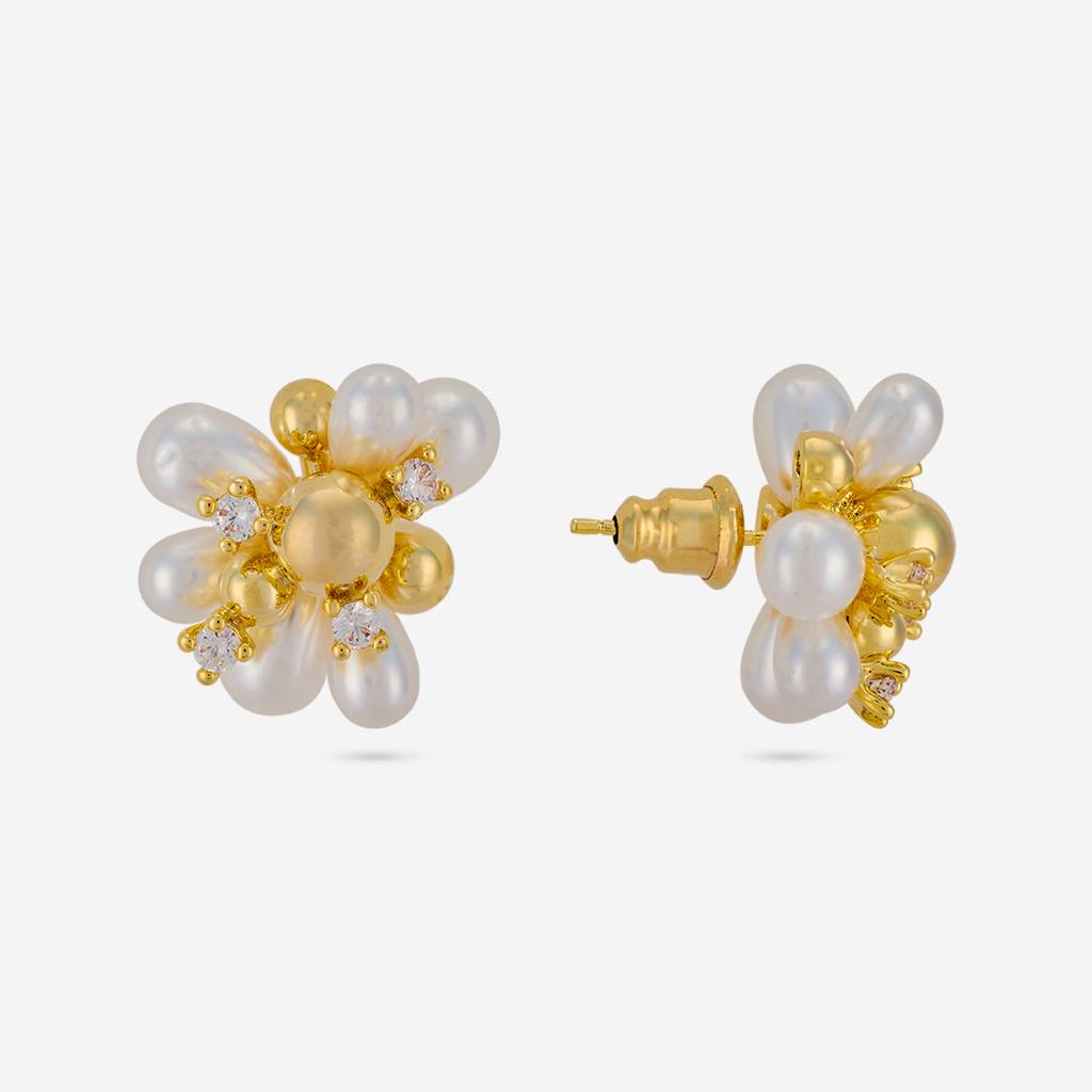 Pearl Gold - Plated Casual Wear Trendy Zircon Earring - 464641 : 464641