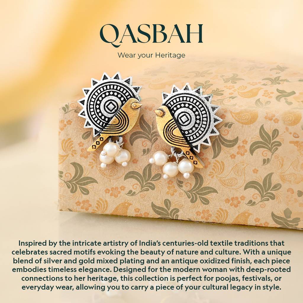 Qasbah Neelkanth Oxidised Two Tone Ring : 8905124541762