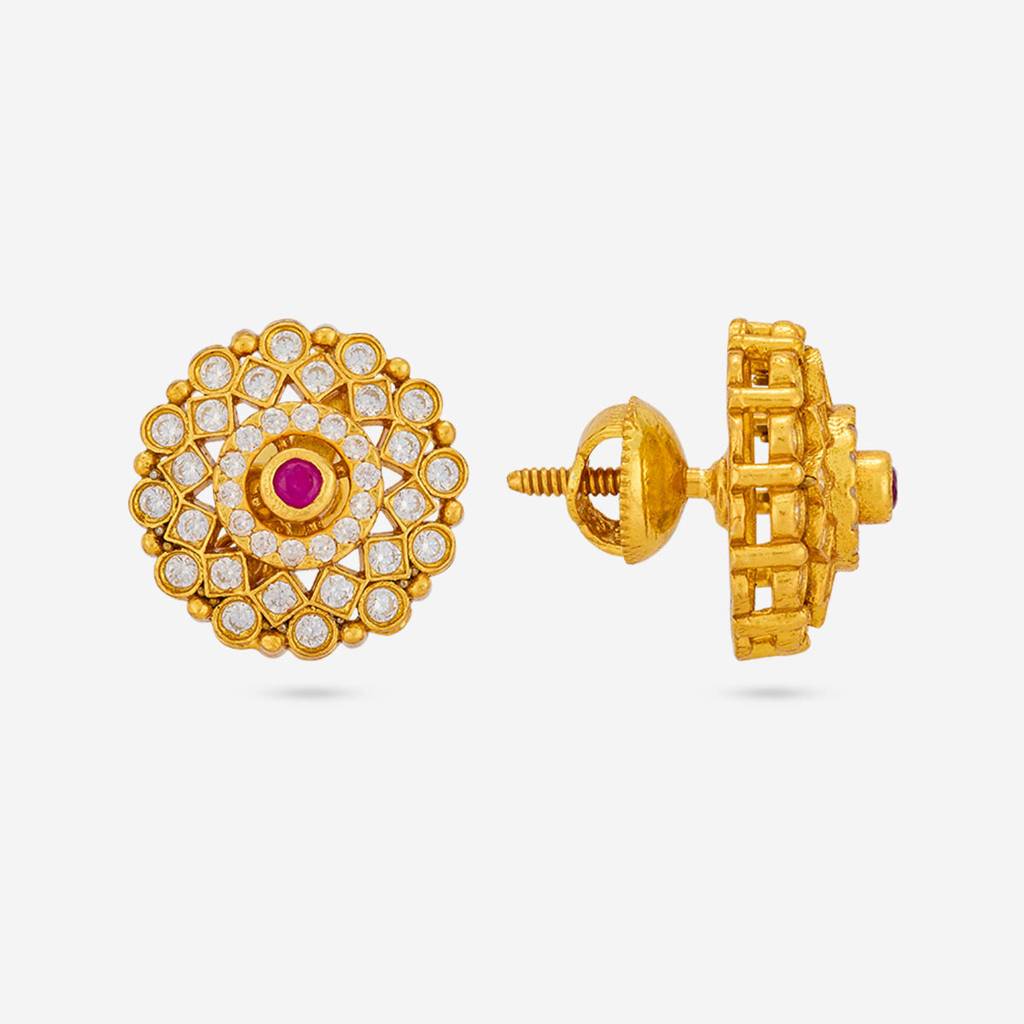 Ruby Gold - Plated Casual Wear Temple Earring - 472283 : 472283