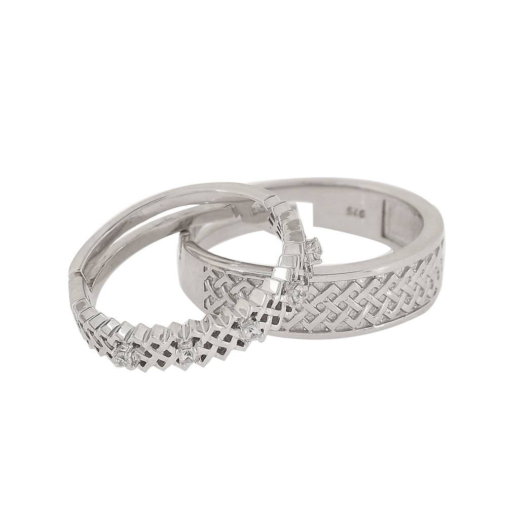 925 Sterling Silver Valentine'S Day Collection Cz Gems Couple Band Rings : 8905124492231