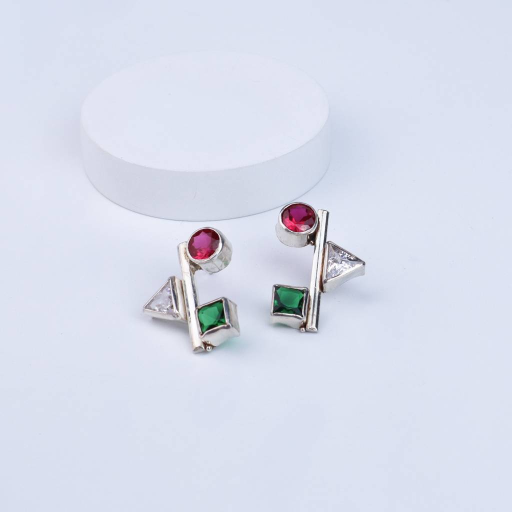 Geometric Earring  | Cz | 92.5 Silver : 93690775