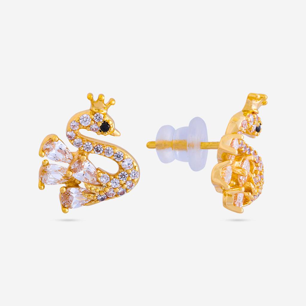 White - Plated Casual Wear Trendy Zircon Earring - 466991 : 466991
