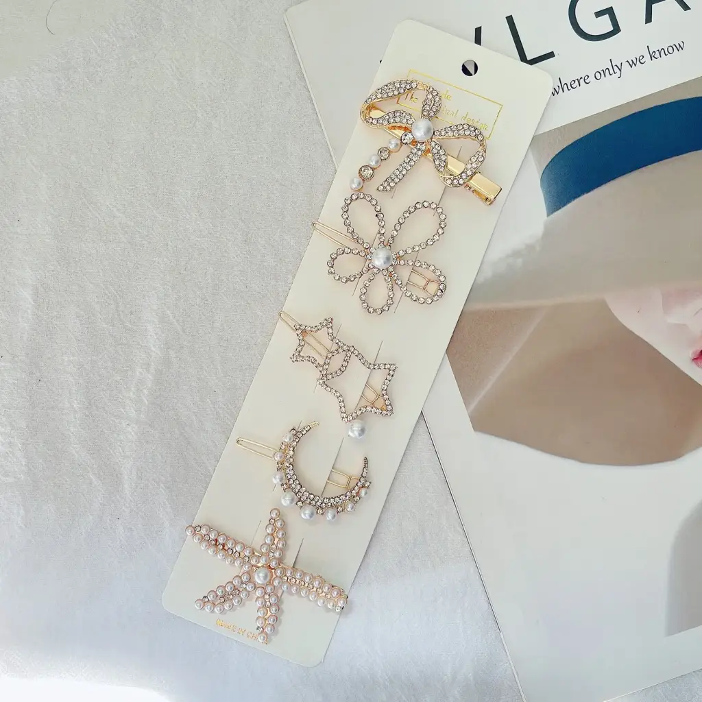 Set Of 5 Love Affair Hair Pins : HX-HP-C5-0040-G