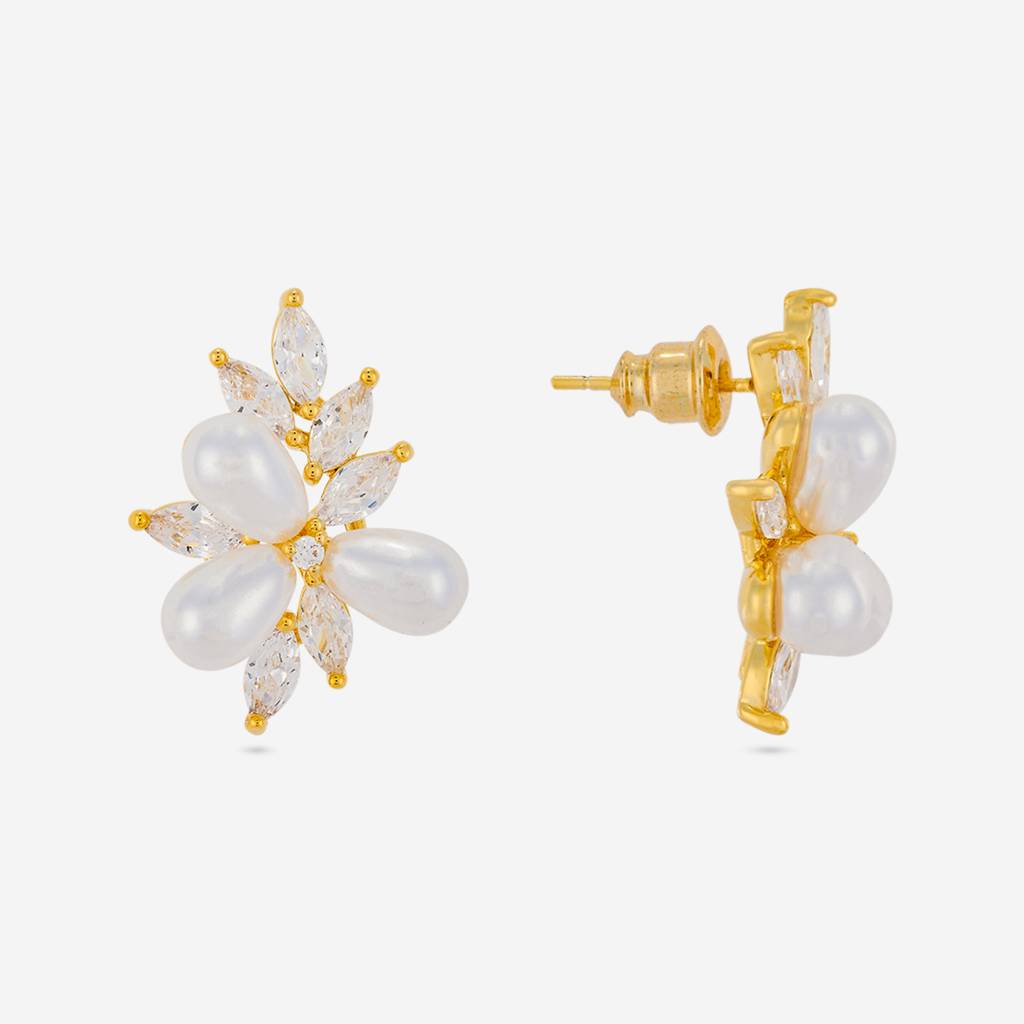 Pearl Gold - Plated Casual Wear Trendy Zircon Earring - 464540 : 464540