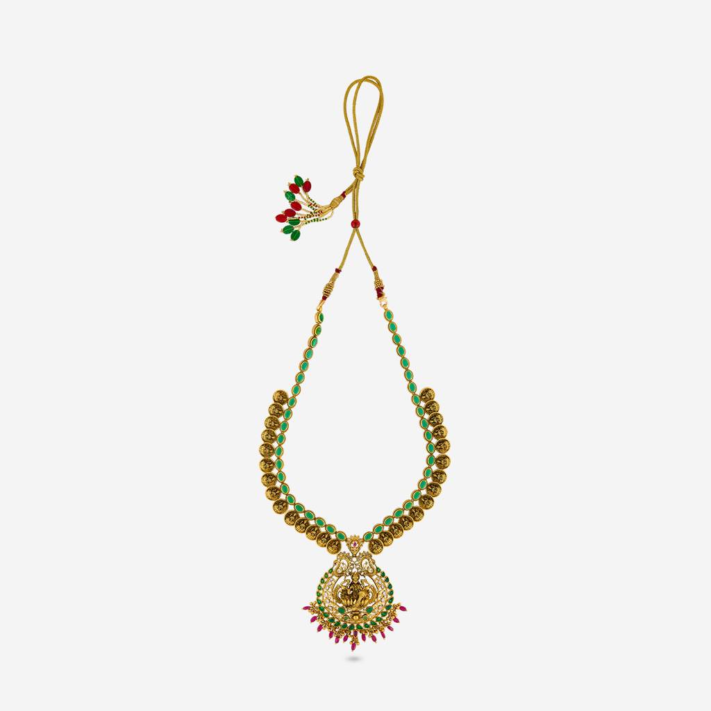 Ruby-Green Oxidised Gold - Plated Bridesmaid Temple Necklace - 461983 : 461983