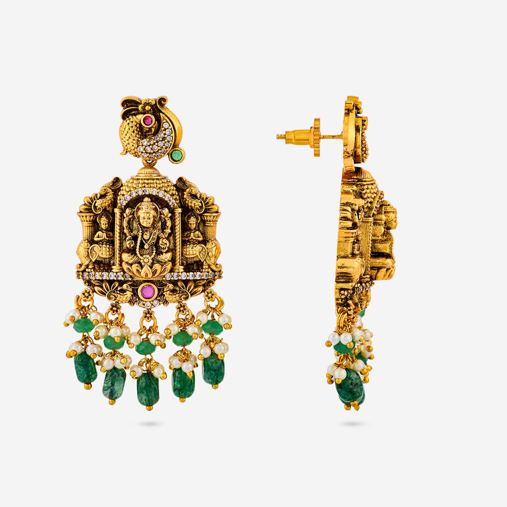 Ruby-Green Gold - Plated Bridesmaid Antique Earring - 463957 : 463957