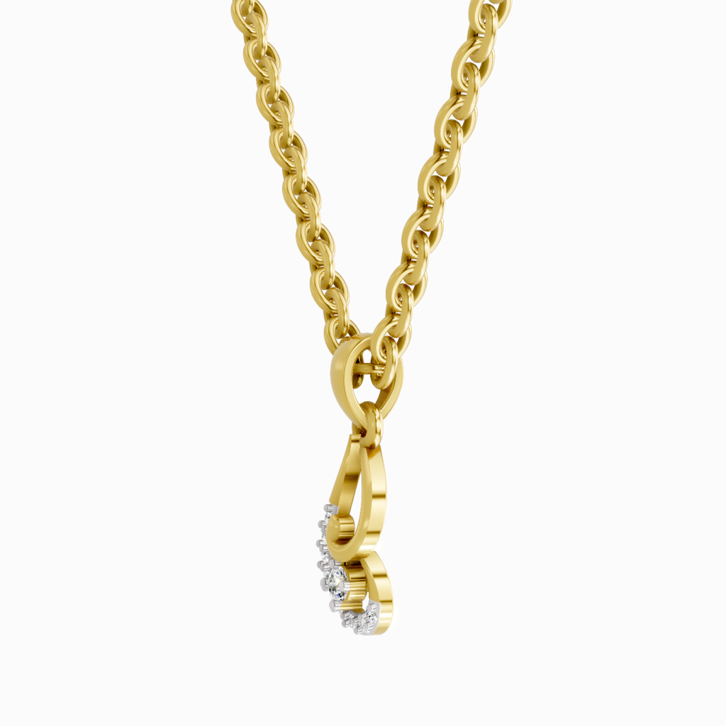 Lab Grown Diamond 0.04 Carat Luminous Curve Pendant 14K Quality : SPP15905-PD-14KY-004CT