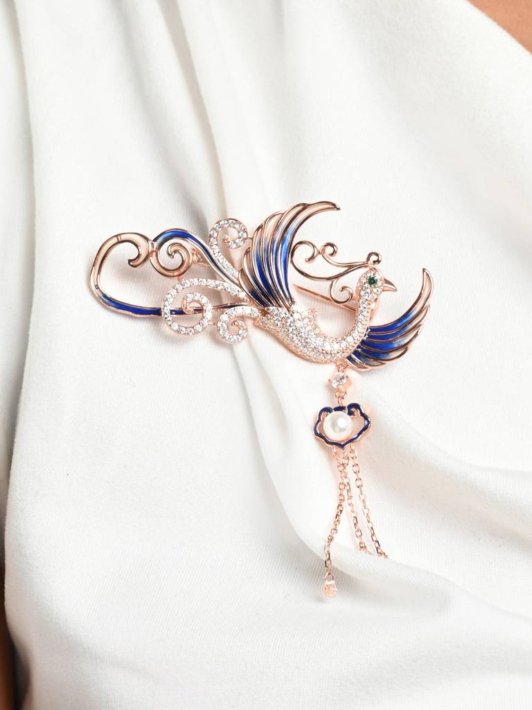 Blue Bird Pearl Brooch : DBR31