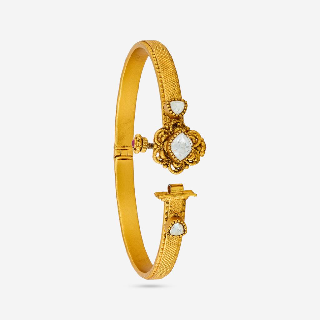 White Gold - Plated Festive Antique Kada - 460714 : 460714