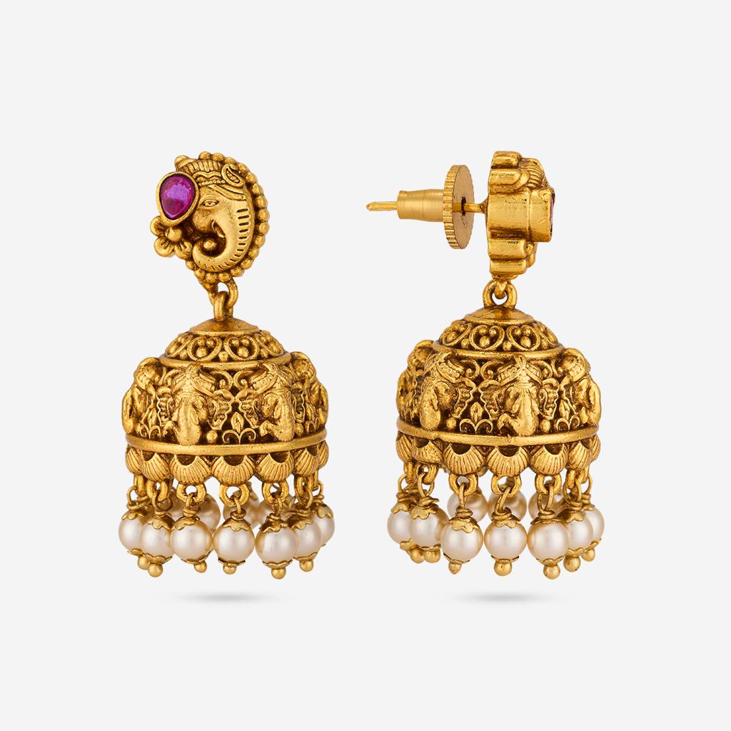 Ruby Gold - Plated Festive Antique Earring - 469979 : 469979