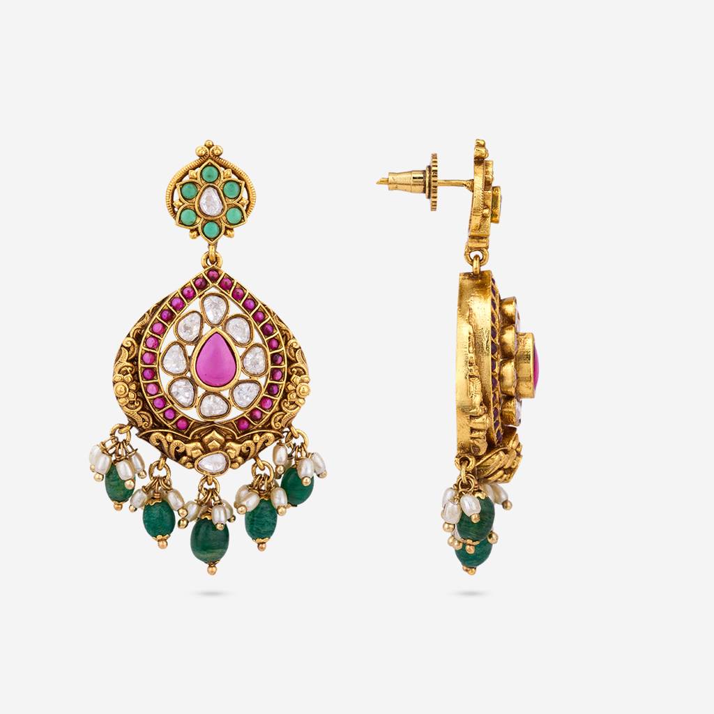 Ruby-Green Gold - Plated Bridesmaid Antique Earring - 447552 : 447552