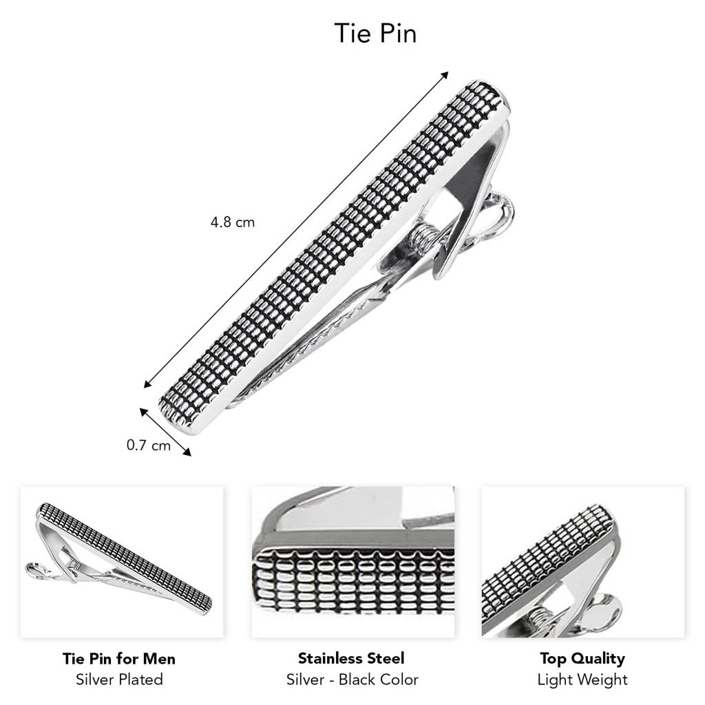 Silver Plated Classic Tie Pin Lapel Pin Bussiness & Occasion Gift For Men & Boys : PX9T37