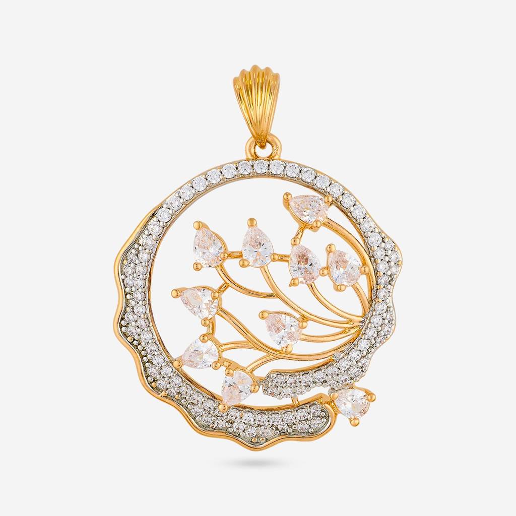 Gold Plated-Party Wear Zircon Pendant Set - 462502 : 462502
