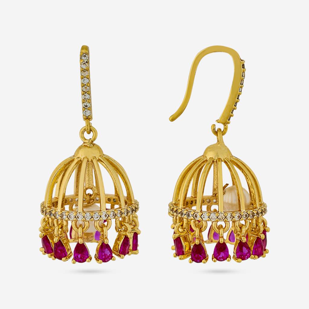 Gold - Plated Party Wear Zircon Earring - 442932 : 442932