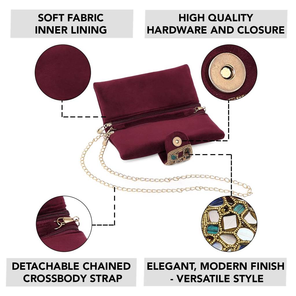Clutch Purses For Women Handmade Evening Sling Handbag Stylish Bridal Fashion Clutch Bag For Girls (C118Bl) : C118M