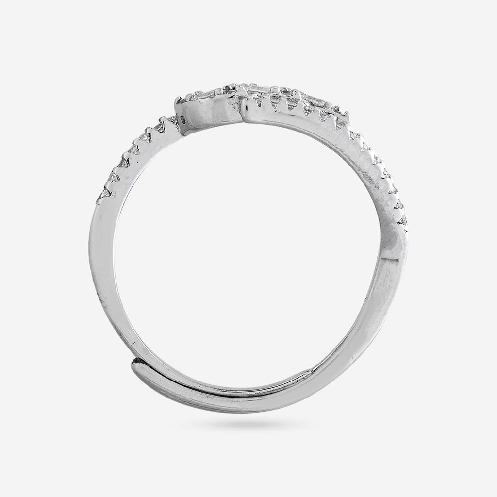 White Rodium Plated - Office Wear Silver Finger Ring - 465871 : 465871