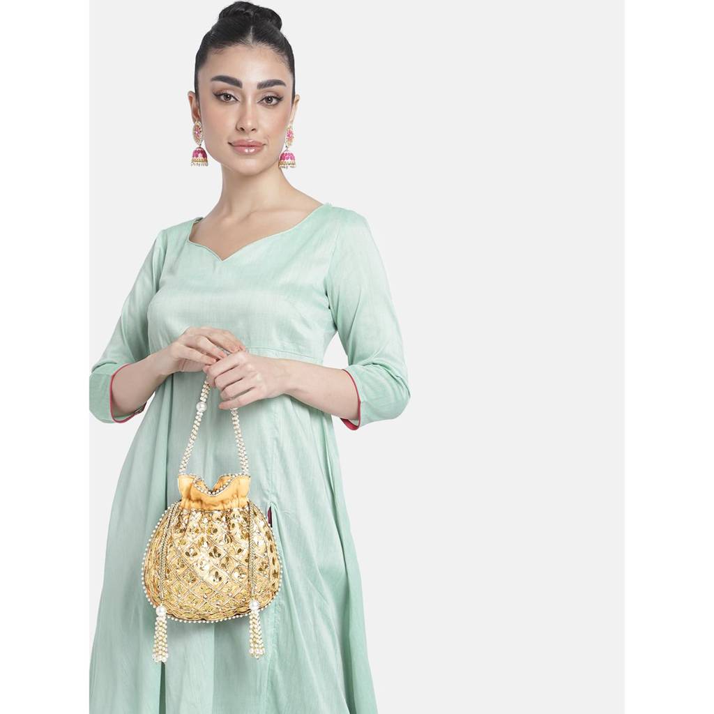 Embroidered Potli Bag For Women Handmade Ethnic Purse Evening Handbags Stylish Bridal Fashion Clutch Bag Gift For Gir : P09CRM