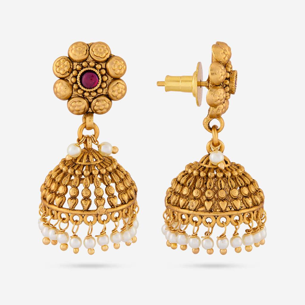 Ruby Gold - Plated Festive Antique Earring - 470094 : 470094