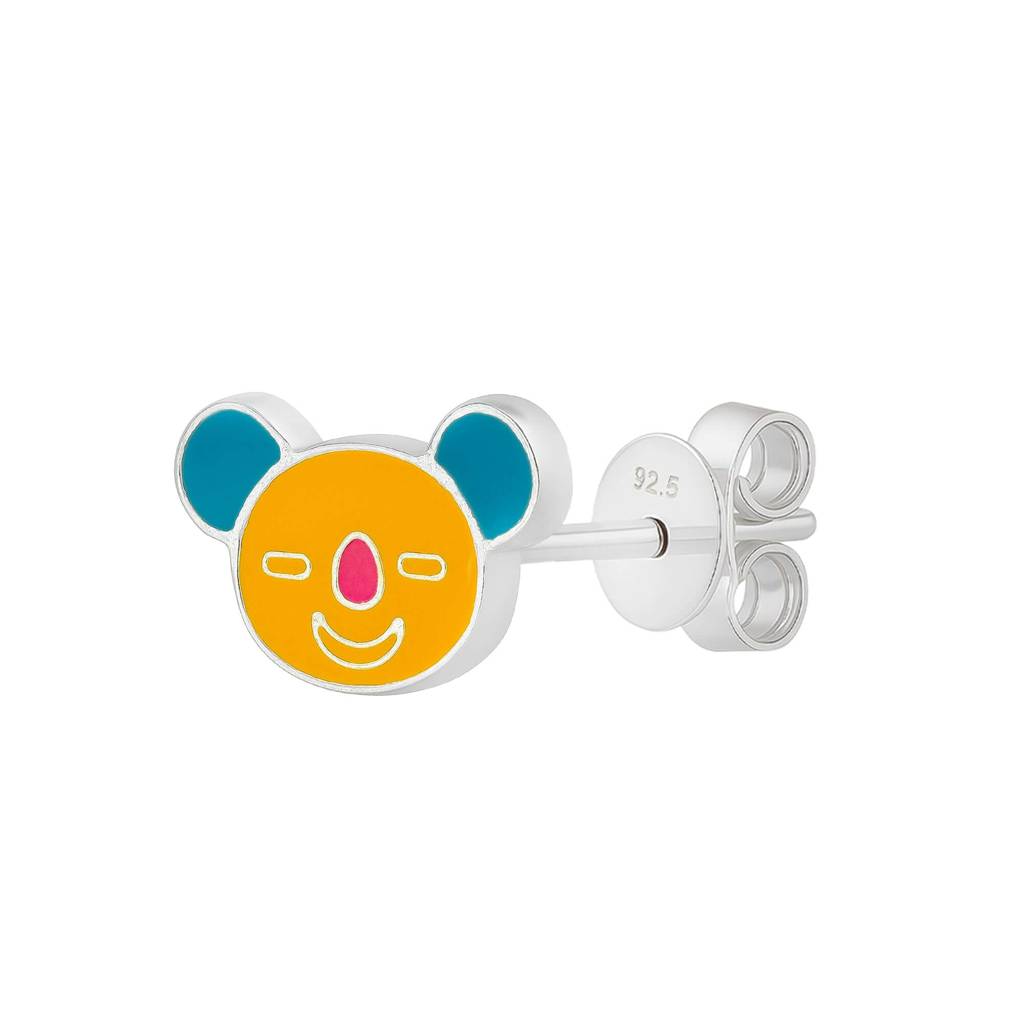 Adorable Koala Bear 925 Sterling Silver & Enamel Stud Earrings For Kids : NERWW01400296