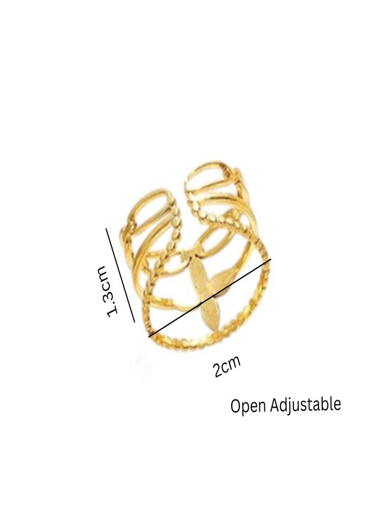 Leaf Layered Stacking Ring For Women Anti-Tarnish Waterproof 18K Gold Plated : ALL1125R362