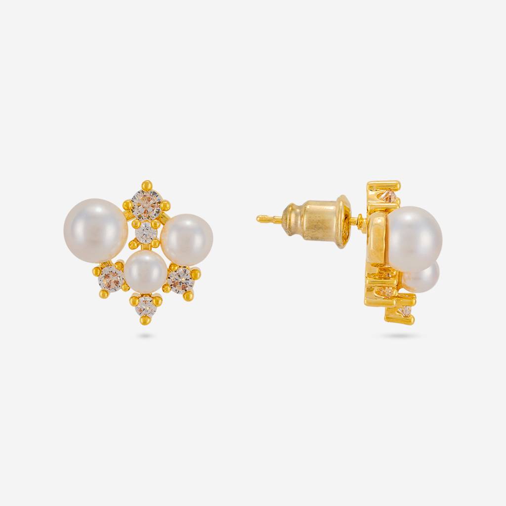 Pearl Gold - Plated Casual Wear Trendy Zircon Earring - 464643 : 464643