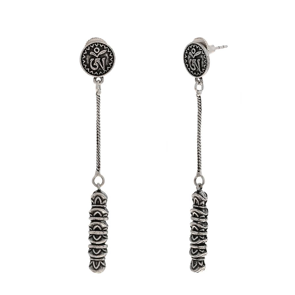 Voylla Bodhi Om Dangler Earrings: Stylish Spiritual Charm : 8905124504767