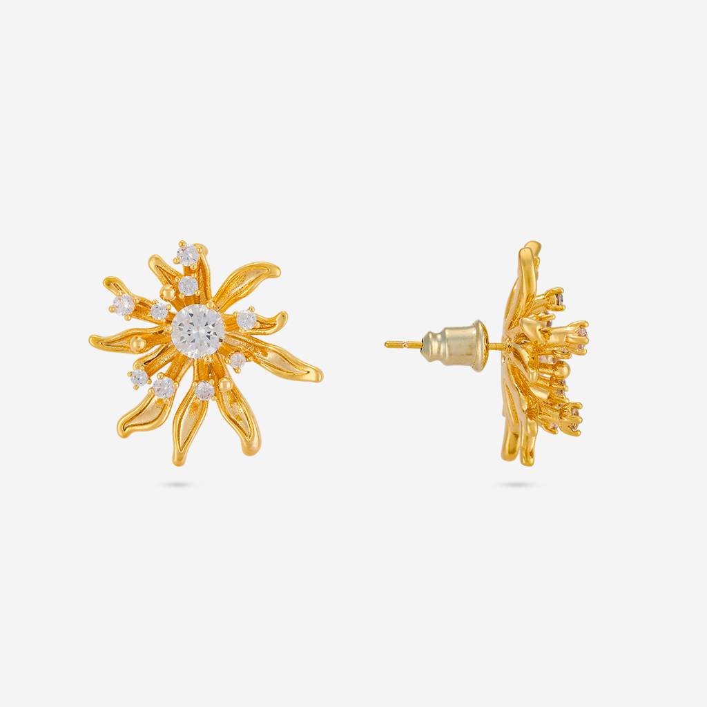 White Gold - Plated Casual Wear Trendy Zircon Earring - 464516 : 464516