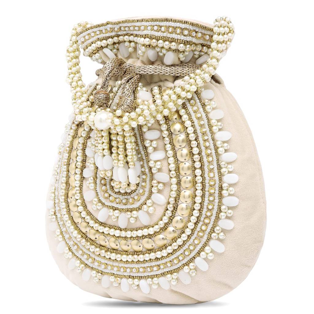 Potli Bags For Women Evening Bag Clutch Ethnic Bride Purse With Drawstring(P92Crm) : P92CRM