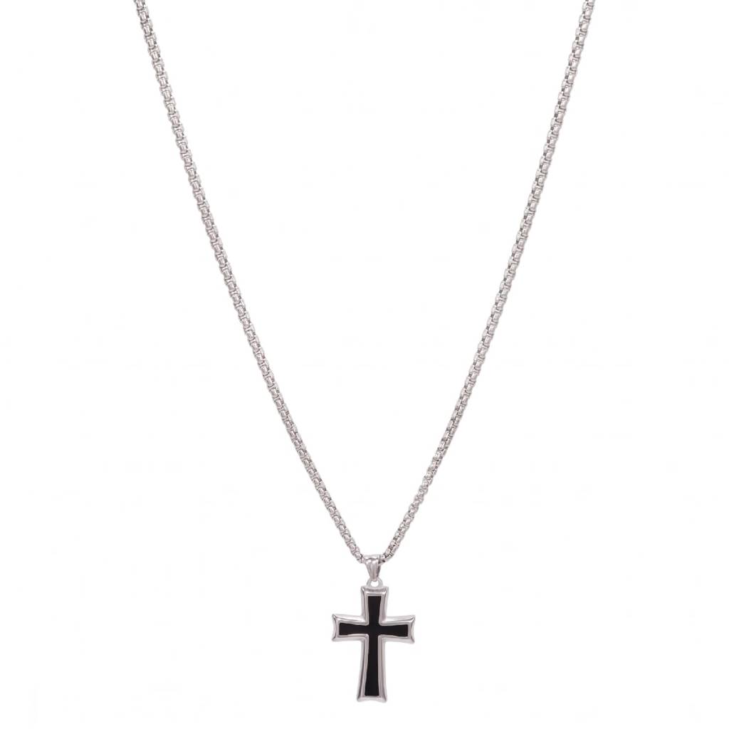 Fancy Cross Pendant Chain Necklace For Men Women Minimalist Unisex Fashion Stylish Design Jewellery Gift For Her : PX9CH168SBL