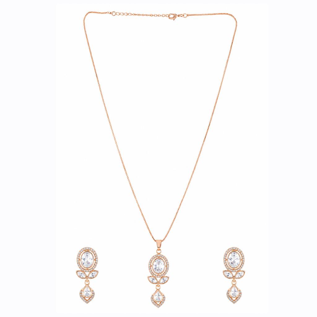 Kundan Elegance Rose Bloom Drop Pendant Set For Women | Stylish Minimal Jewellery Set For Women | Birthday & A : 8905124579918