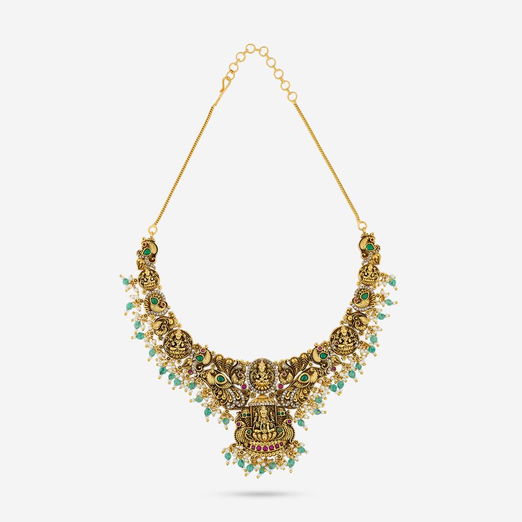 Ruby-Green Gold - Plated Bridesmaid Antique Necklace - 460806 : 460806