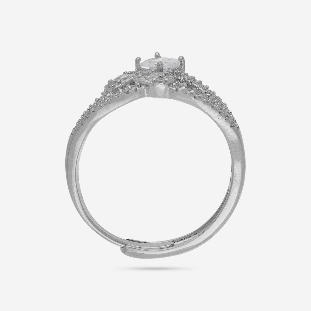 White Rhodium - Plated Office Wear Silver Finger Ring - 453172 : 453172