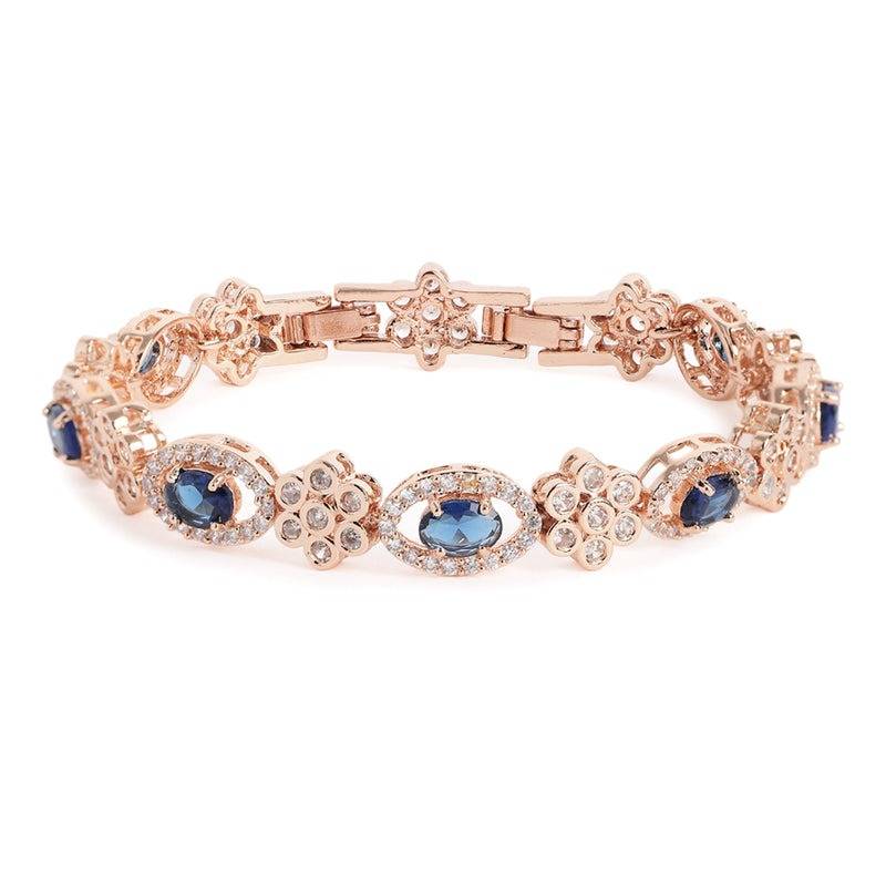 Rose Gold Plated Cz Tennis Bracelet For Women | Elegant Wear : AD-142-RGBLBR
